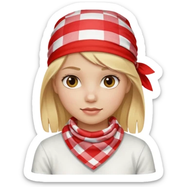 girl blonde hair, wear red and white checkered bandana sticker