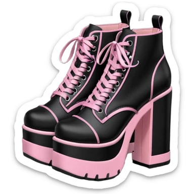 BLACKPINK-inspired gothic shoes, no hearts, black and pink, cute  sticker