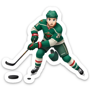 White Minnesota wild hockey player shooting puck sticker