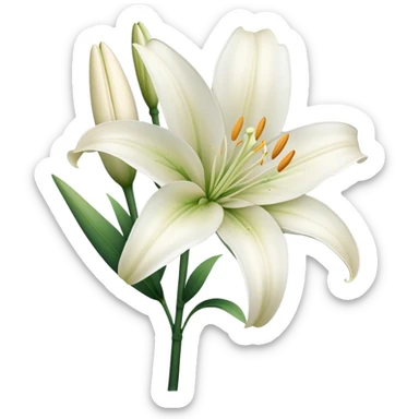 single White Lily, straight stem sticker