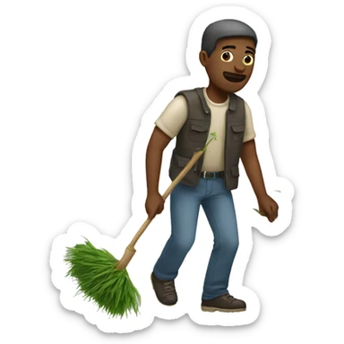 White Man pulling weeds sticker