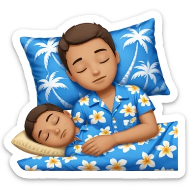 Boy with blue Hawaiian shirt sleeping sticker