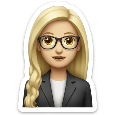 Blonde caucasian girl with glasses wearing blazer sticker