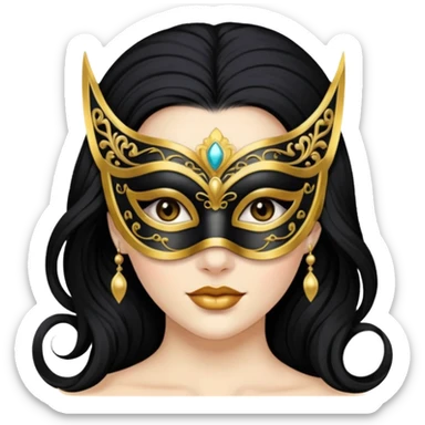 masquerade masked white woman black hair sticker