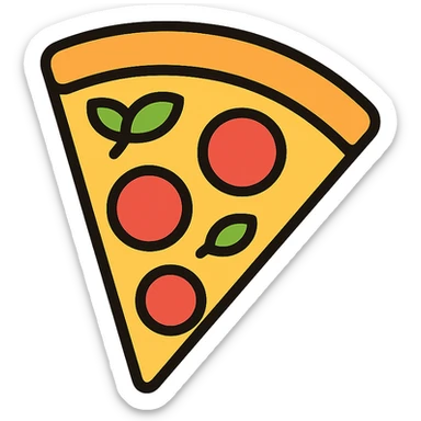 colored icon of a Margherita pizza slice sticker