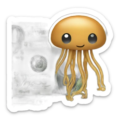 Adorable peanut butter jellyfish on money sticker