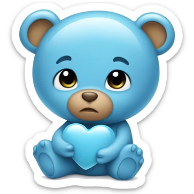 Baby blue heart with bear toy  sticker