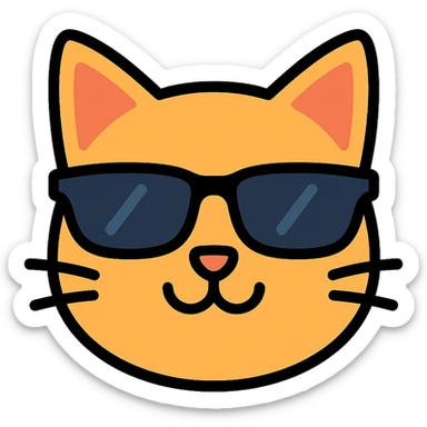 playful and cool cat with sunglasses sticker