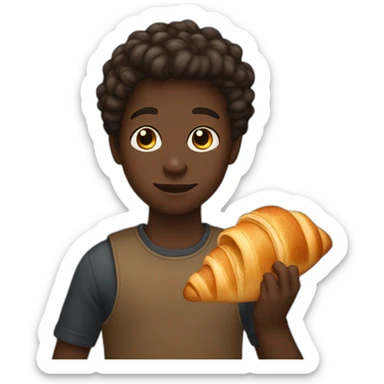dark-skinned boy with a croissant in his hand sticker