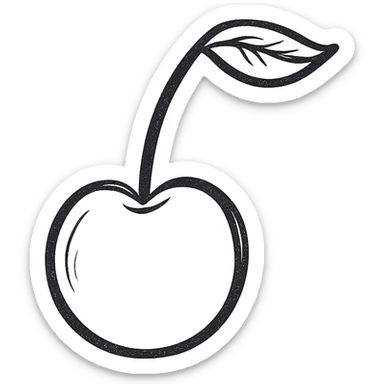 cherry, simple, hand drawn black outline, no fill sticker