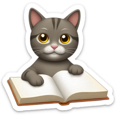 Gato escribiendo en una libreta sticker
