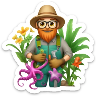 Gardener with an octopus  sticker
