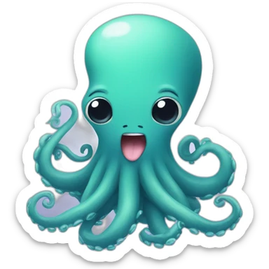 Cute kraken cute face doing yogah sticker