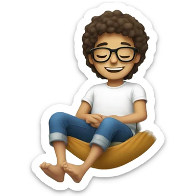 smiling boy with glasses meme sleeping in a hammock  sticker