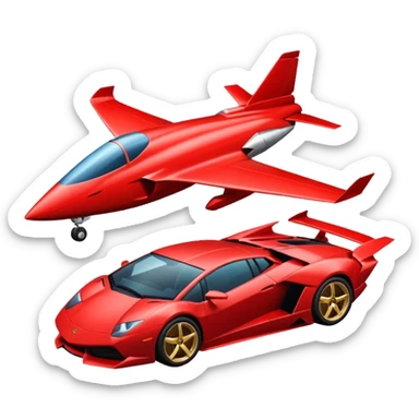 plane and red lamborgini sticker