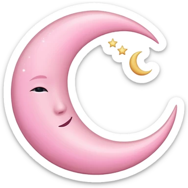 Pink crescent moon sticker