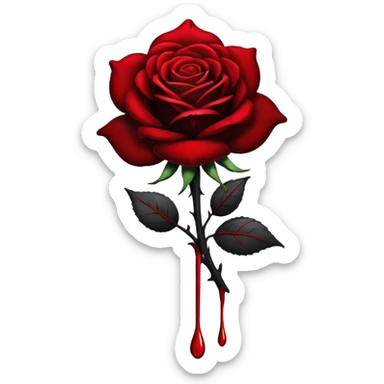 Black rose with blood drips red dark sticker
