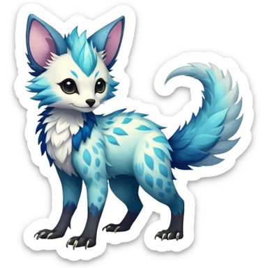 Epic Feral Rare Fantasy shiny cool fluffy Vernid-Trico-species-hybrid-animal by LiLaiRa, random markings, tufted tail, tufted ears, full body sticker