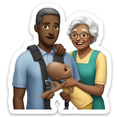 black men helping a grandma sticker