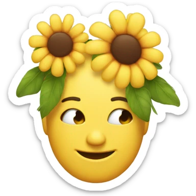 Emoji Whit flawers sticker