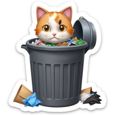 Kitty in a trash can sticker