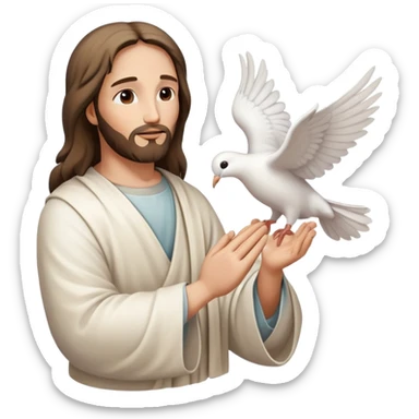 Jesus praying hands with a dove of peace flying above sticker