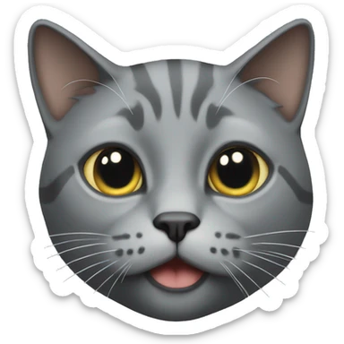 realistic grey cat without stripes  sticker