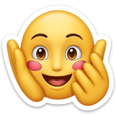 Un emoji avec l’air malicieux qui se frotte les mains avec la lèvre mordu sticker