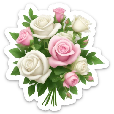 flower bouquet roses white and pink with greenery sticker