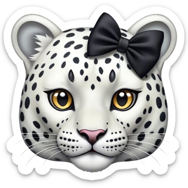 White leopard head with black bow sticker