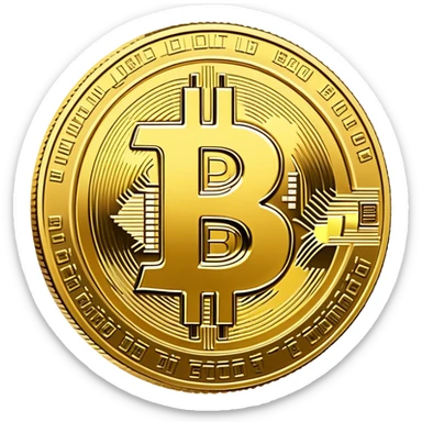 Bitcoin cryptocurrency gold coin with the B symbol sticker