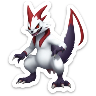Cool Edgy Zangoose-Absol-Seviper Fakémon Digimon with Edgy markings, full body, outlined sticker