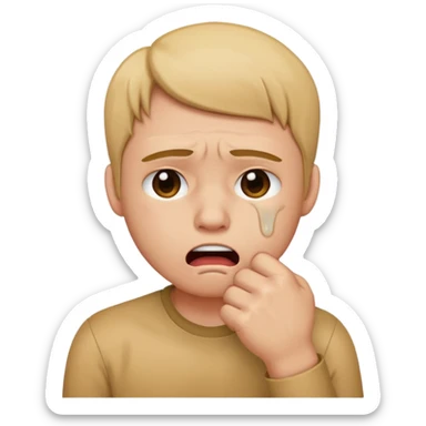 Crying with fist to mouth sticker