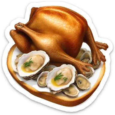 Turkey with Burnt dark toast and oysters sticker