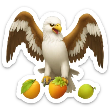 un aigle qui attrape un fruit   sticker