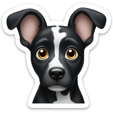 Black dog with white spots and big ears  sticker