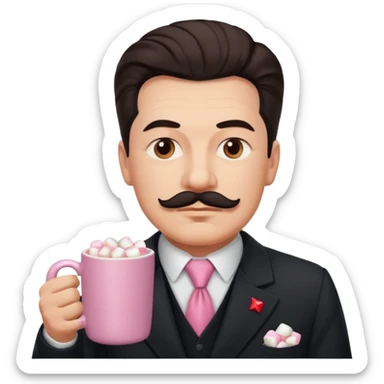 Stalin hold  Light Pink mug of hot chocolate with marshmallows sticker