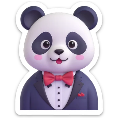 panda face wearing a bow tie sticker