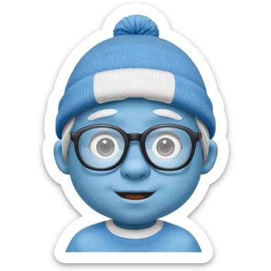 smurf with glasses white beanie sticker