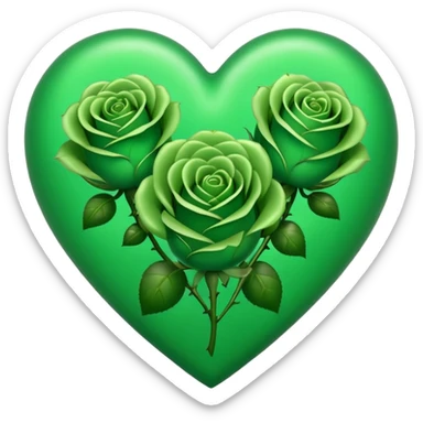 Green Heart with Little 3 green Roses around sticker