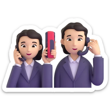 Two people communicating by phone as message not as phone call sticker