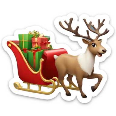 Reindeer with Christmas sleigh sticker