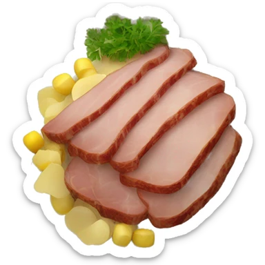Create an emoji representation of the traditional Ukrainian food "Сало" (salo). This dish typically consists of cured pork fatback, often served sliced and sometimes accompanied by bread, garlic, or pickles. sticker