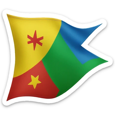 Amazigh flag blue in the top, green in the middle, yellow in bottom, the letter "ⵣ" in the middle in a red colour  sticker