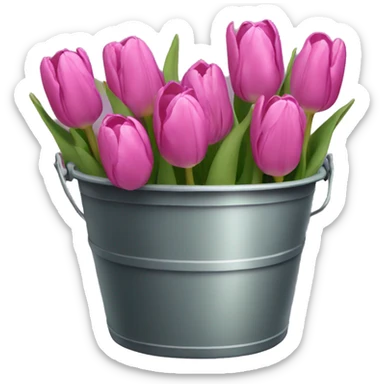 a bucket of tulips  sticker