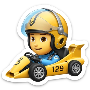 emoji de análise de Fórmula 1 com elementos de corrida, gráficos e capacete de piloto sticker