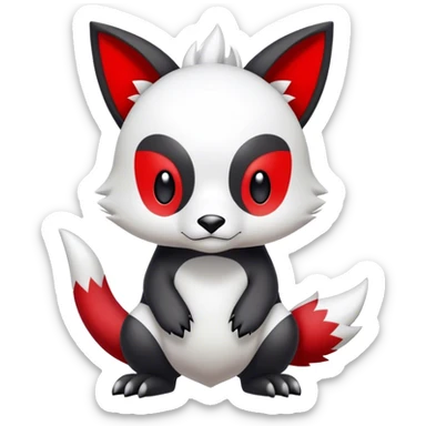 Cute cool black red white animal hybrid Fakemon full body sticker