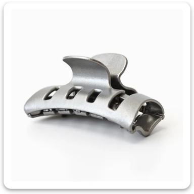 realistic hairclip made of silver metal, photorealistic, isolated, no hair, neutral background sticker