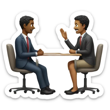 2 people talking job interview semi casual sticker