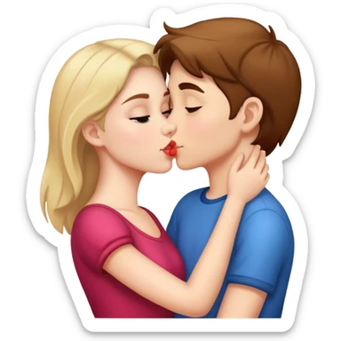 girl kissing a boy sticker